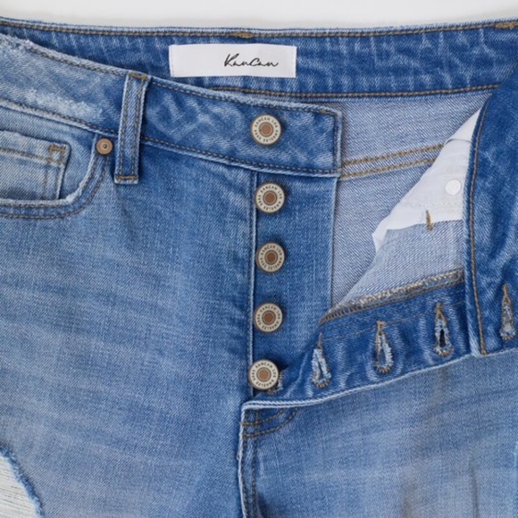 KanCan Women High Rise Blue Light Wash Distressed Leopard Patches Jeans size 27 - Picture 9 of 10